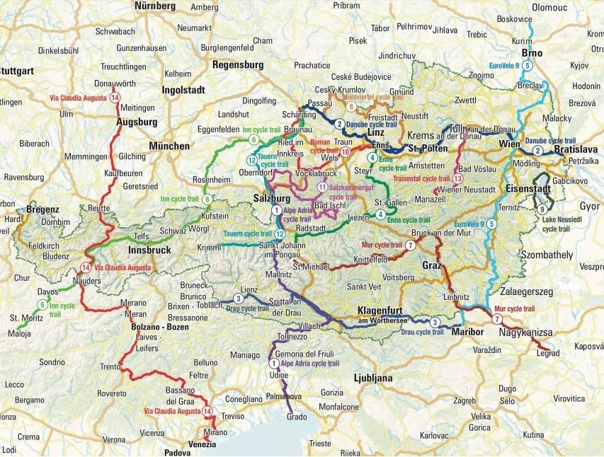 mapa d'àustria ciclisme