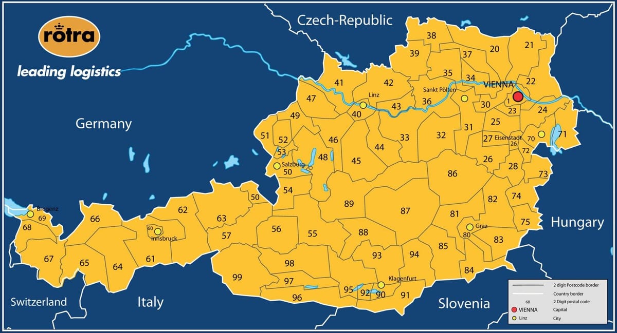 mapa d'àustria codi postal 