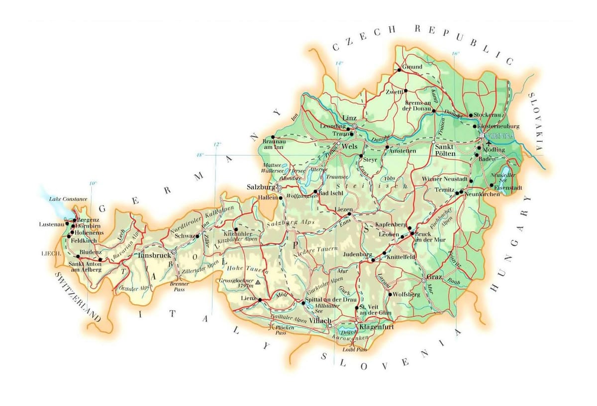 mapa d'àustria elevació