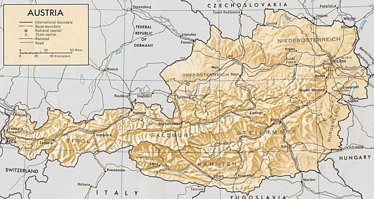 àustria mapa geogràfic