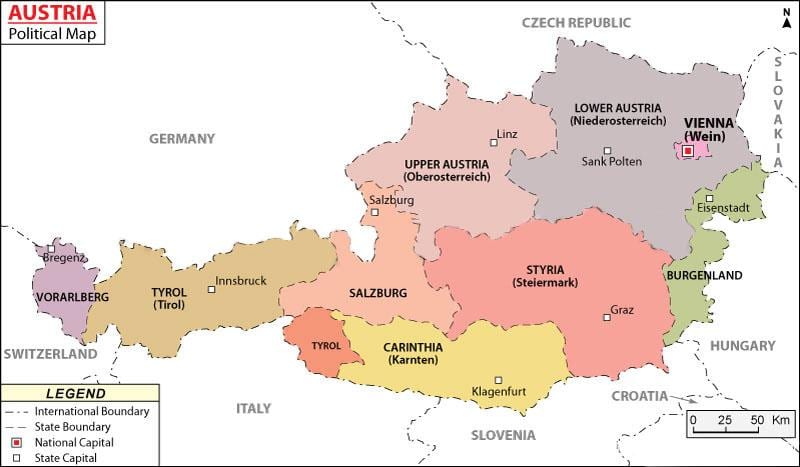 mapa polític d'àustria 