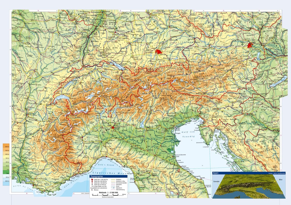 mapa d'àustria topogràfic