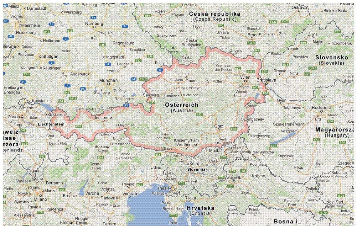 mapa d'àustria i els països veïns
