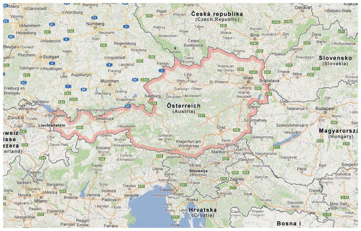 austríaca fronteres mapa
