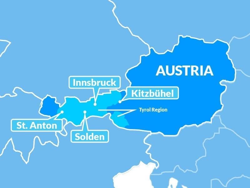 mapa de mapa de tirol regió àustria
