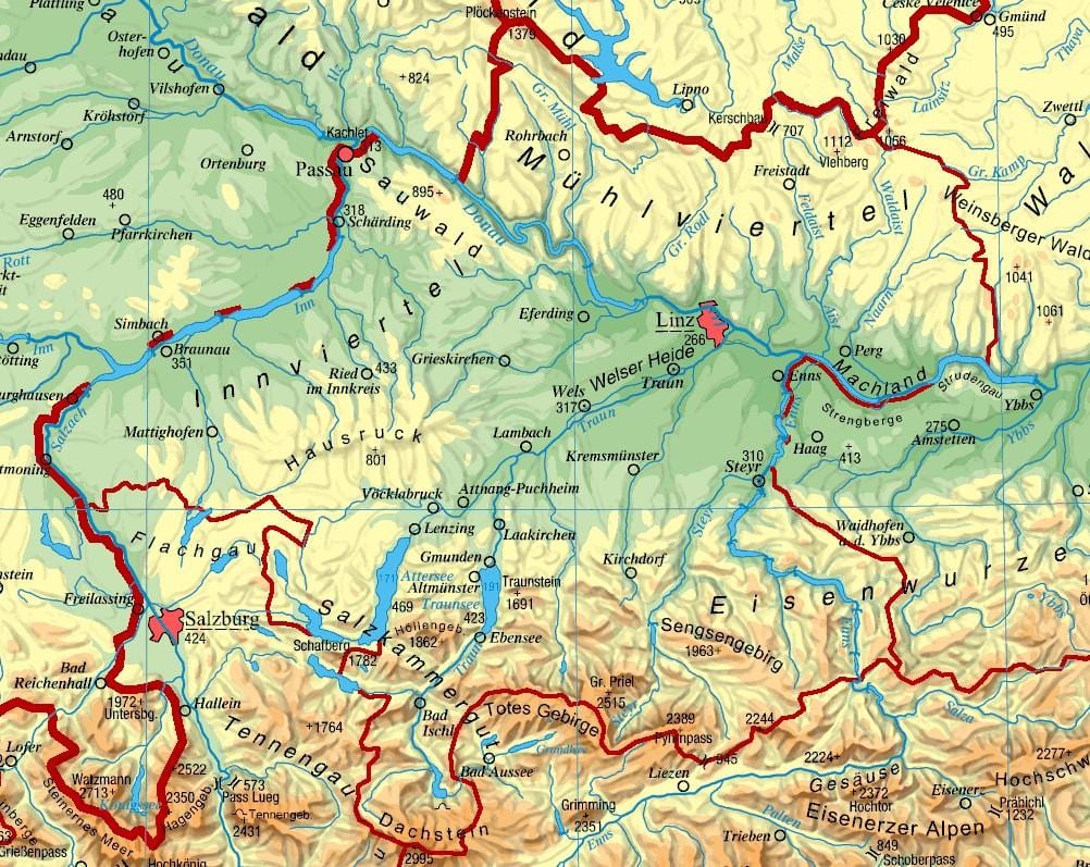 mapa de l'alta àustria