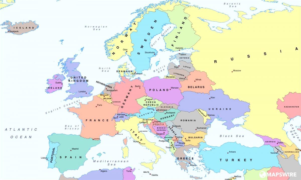 mapa d'europa mostrant àustria