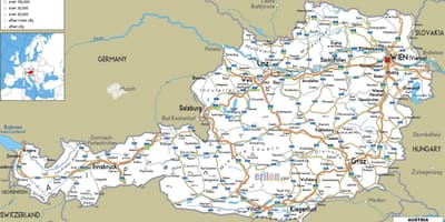 Mapa detallat d'àustria amb les ciutats