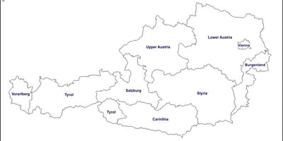 En blanc mapa d'àustria