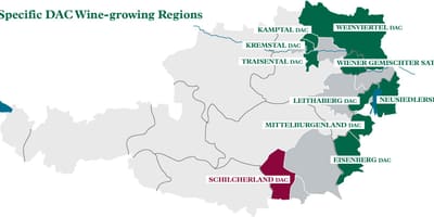 Austríaca regions del vi mapa