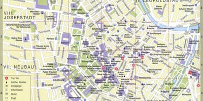 Mapa de viena, àustria atraccions turístiques